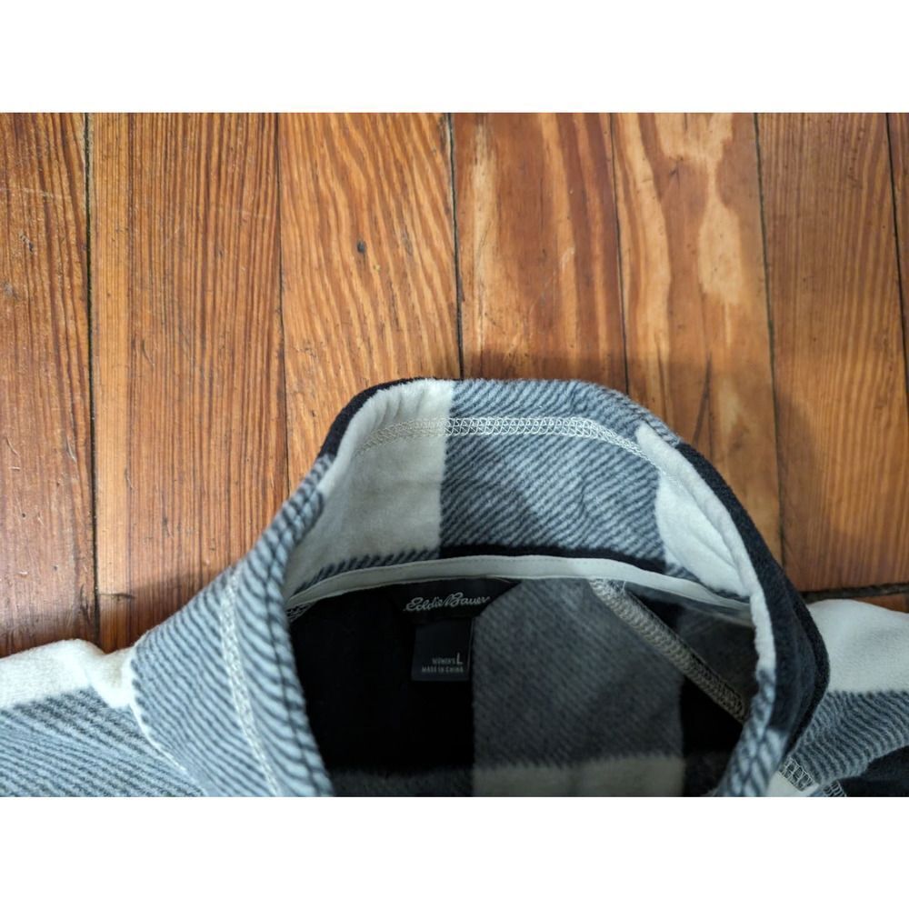 Eddie Bauer Black Plaid Womens Large 1/4 Zip Fleece NWT - Picture 6 of 6